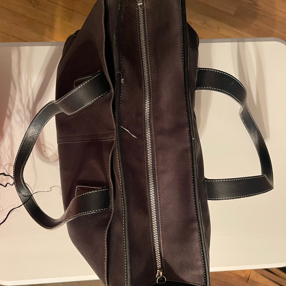 Coach Large Tote Black Leather Nylon Shoulder Bag Diaper Bag - Picture 5 of 8